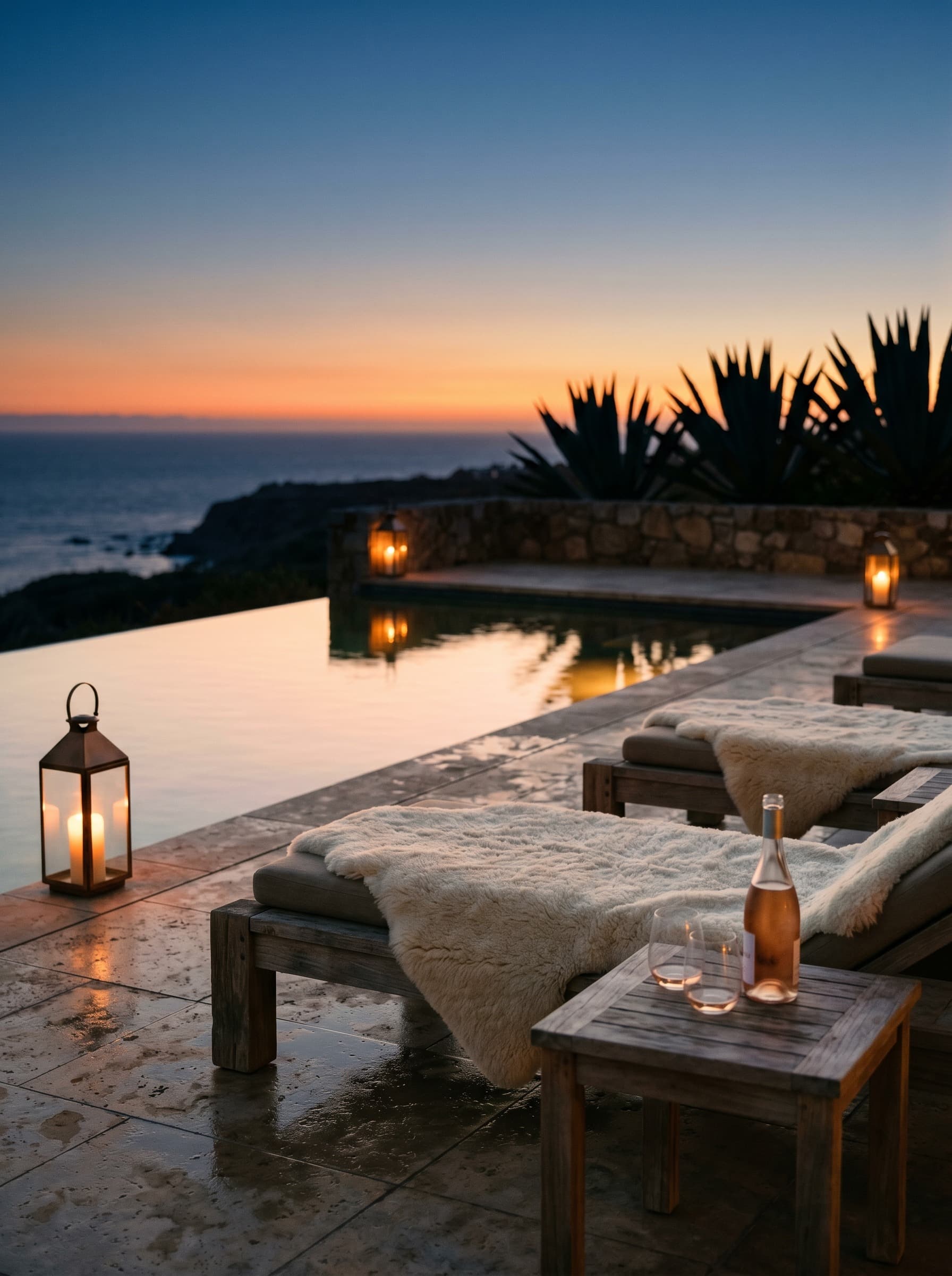 Las Palmas Ridge — garden terrace at evening